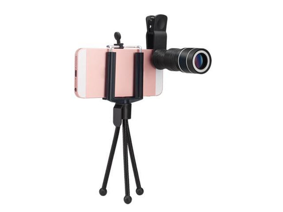 Telephoto Lens Kit Camera Cell Phone Lens Attachments, 12X Zoom and Manual Focus with Tripod